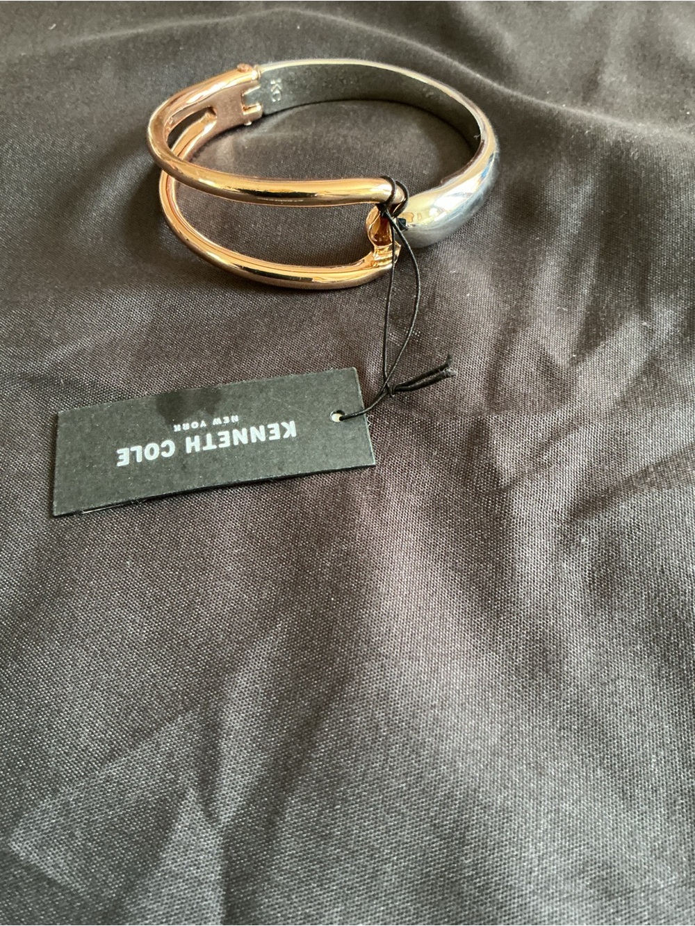 Kenneth Cole Two-Tone Rose Gold and Silver Open Cuff Bracelet